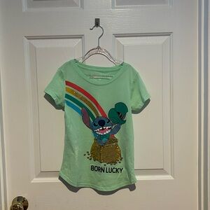 Disney Stich St Patrick’s Day Graph T-Shirt Seqins M(7-8) Girls